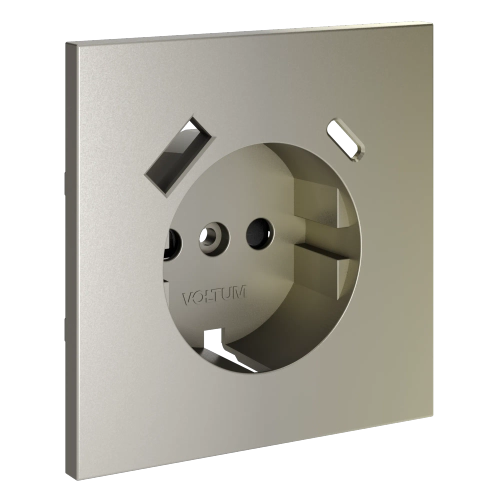 Накладка для розетки с заземлением и защитными шторками, с USB A+C, (шелк) Voltum S70 VLS001004
