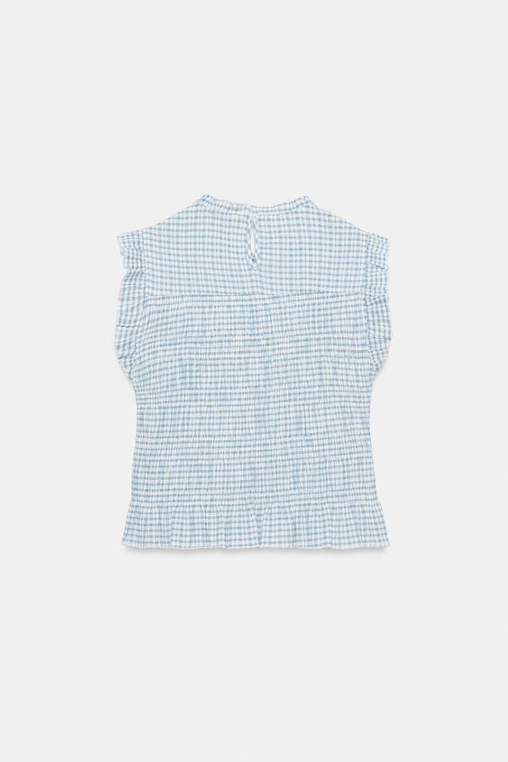 ZARA ТОП В КЛЕТКУ ВИШИ С ЭФФЕКТОМ ЖАТКИ, ЭКРЮ/СИНИЙ