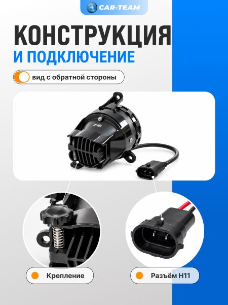Противотуманные фары (ПТФ) "ZMB" лазерные с Bi-LED модулем на Лада Приора, Шевроле Нива (2123), Газель WD-021