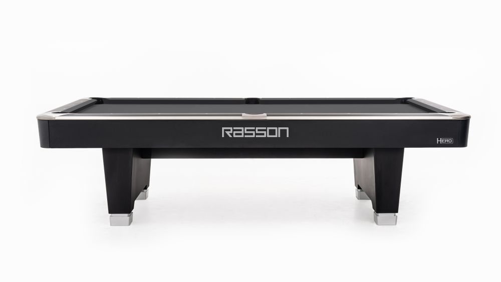 Бильярдный стол "Rasson Hero" 8 ф (чёрный, сланец 25 мм) в комплекте с плитой, аксессуары + сукно