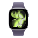 Apple Watch Series 11, 42 мм корпус из алюминия цвета «Silver», ремешок Sport Band размера S/M цвета «Purple Fog»