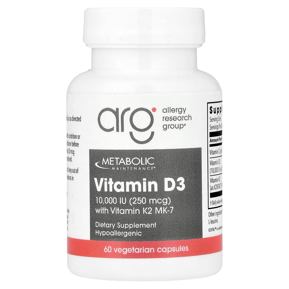 Metabolic Maintenance, витамин D3 с витамином K2 MK-7, 60 растительных капсул