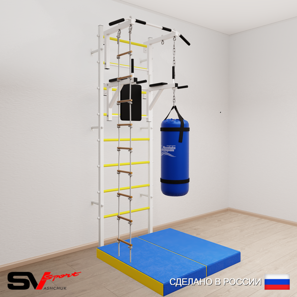 Шведская стенка Sv Sport 5727 (Турник стандарт/Брусья/Лестница/Цепь/Мешок 30кг/Мат 1м)