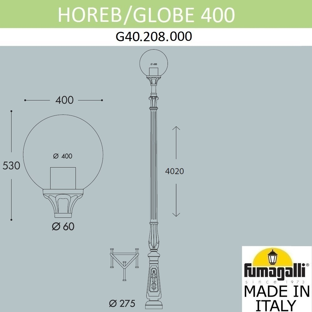 Парковый фонарь Fumagalli GLOBE 400 G40.208.000.AYE27