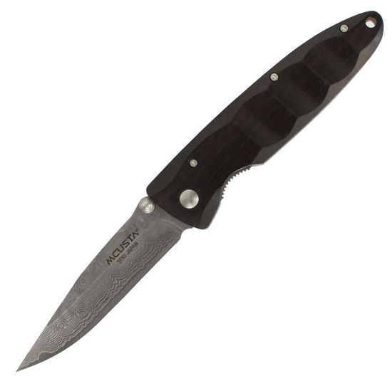 Складной нож Mcusta Damascus Basic Folder MC-13D c клинком из стали VG-10 San Mai (Laminated Stainlesss Damascus) рукоять дерево (Black wood)