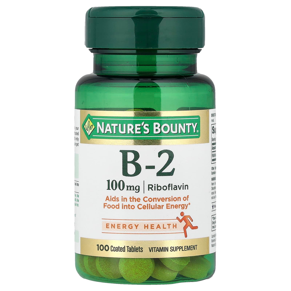 Nature's Bounty, Витамин B-2, 100 мг, 100 таблеток, покрытых оболочкой