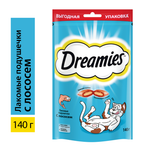 Лакомство Dreamies для кошек лакомые подушечки с лососем 140 г