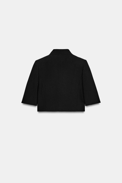 ZARA УКОРОЧЕННЫЙ БЛЕЙЗЕР С КОРОТКИМИ РУКАВАМИ — ZW COLLECTION, ЧЕРНЫЙ