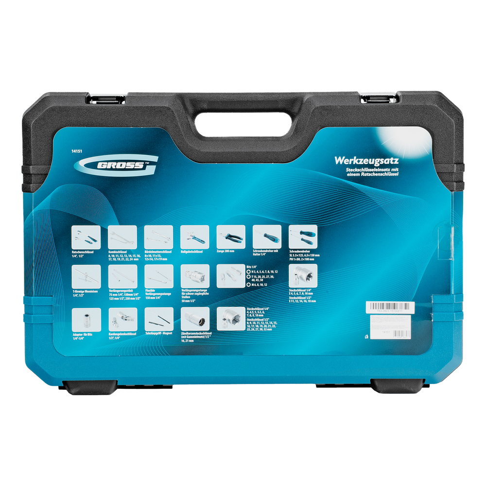 Набор инструментов, 1/4", 1/2", CrV, 120 зубьев, 101 предмет Gross