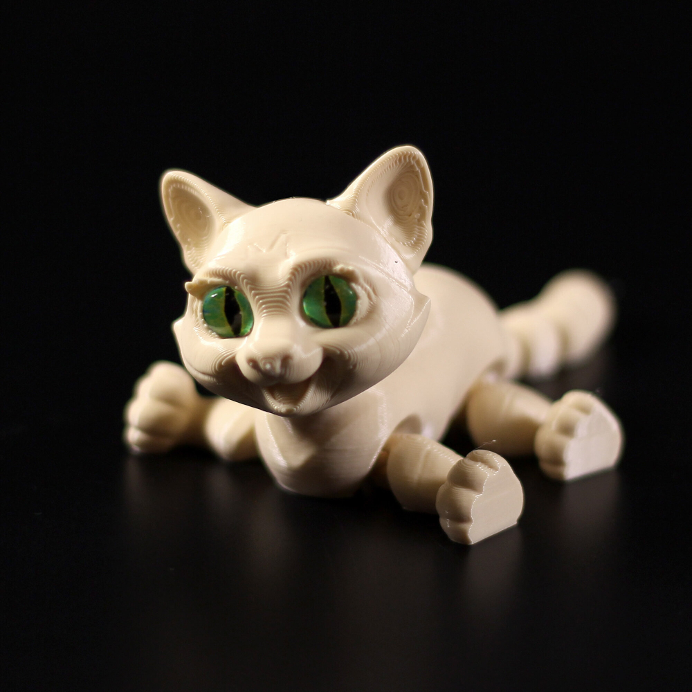 Котик с улыбкой, шарнирная игрушка-антистресс, 9 см., бежевый