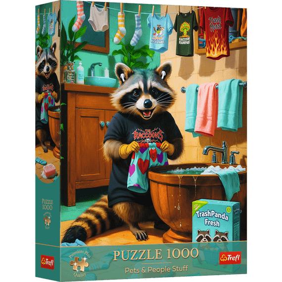 Pazl \ Puzzle \ Пазлы Puzzles - "1000 Premium Plus" - Raccoon Laundry Day