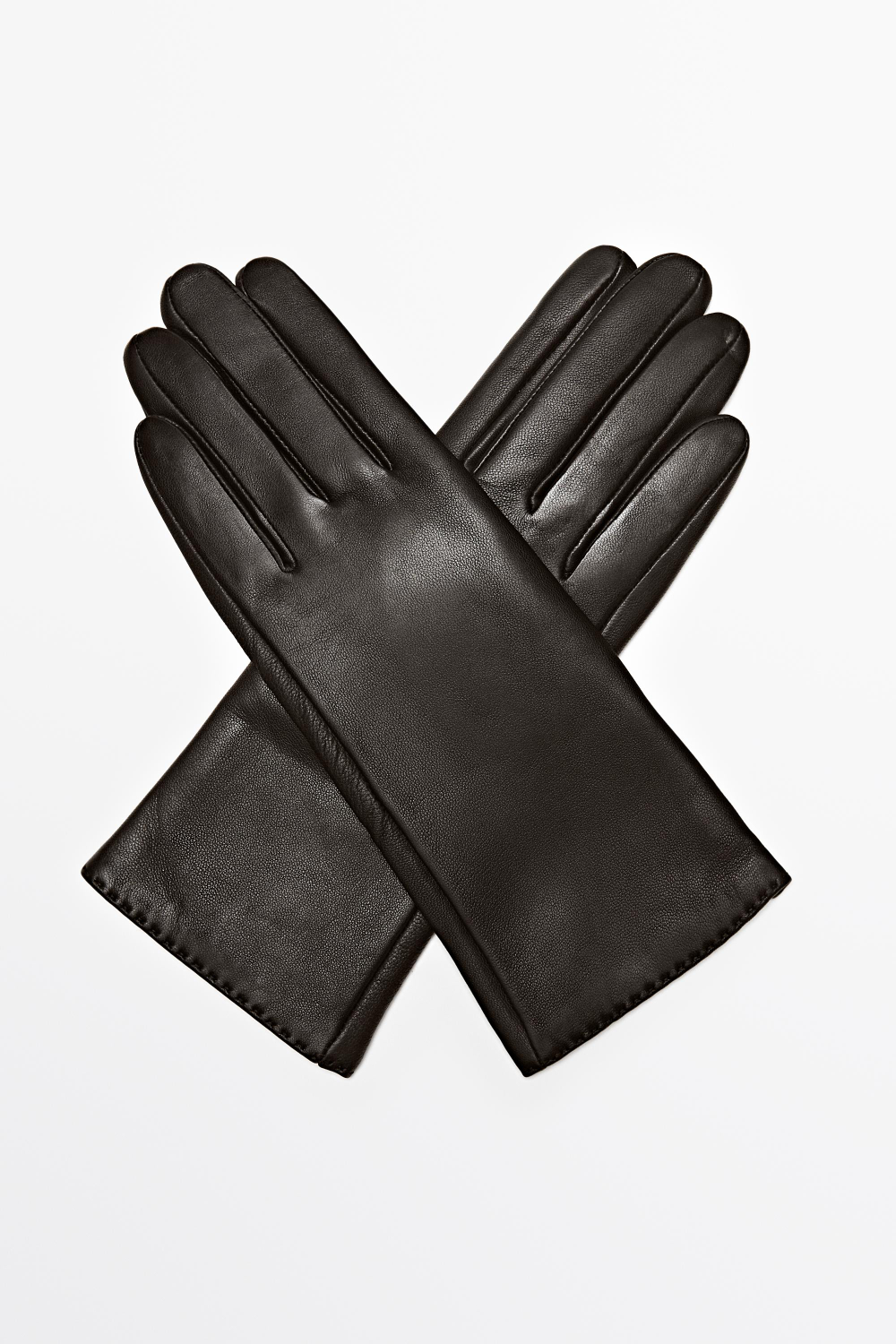 Massimo Dutti Перчатки из кожи наппа, коричневый