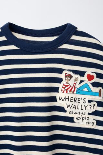 ZARA ЛОНГСЛИВ В ПОЛОСКУ WHERE'S WALLY?® DREAMWORKS, СИНИЙ/БЕЛЫЙ