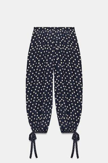 ZARA БРЮКИ-ШАРОВАРЫ В ГОРОШЕК — ZW COLLECTION, МОРСКОЙ СИНИЙ