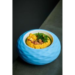 Блюдо круглое d 22,5 см h11,5 см 500 мл для подачи бело-голубое "Shine" P.L. Proff Cuisine [1]
