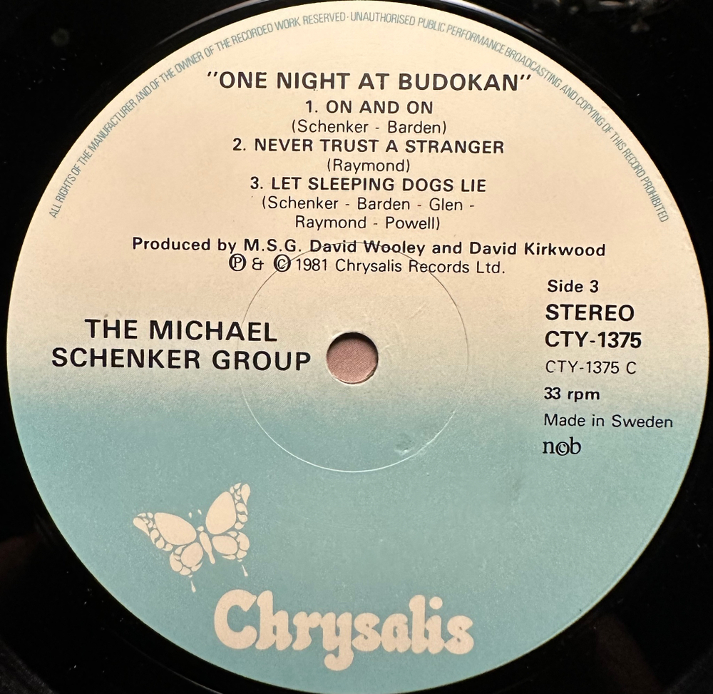 The Michael Schenker Group - One Night At Budokan 2LP (Скандинавия 1981г.)