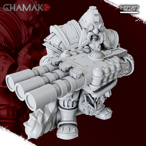 Grand Alliance Order  Kharadron Overlords Dwarf Дварф с ручным трёхствольным огнемётом миниатюра для dnd, днд, pathfinder, фентези, Настольная игра, НРИ, Варгейм, РПГ