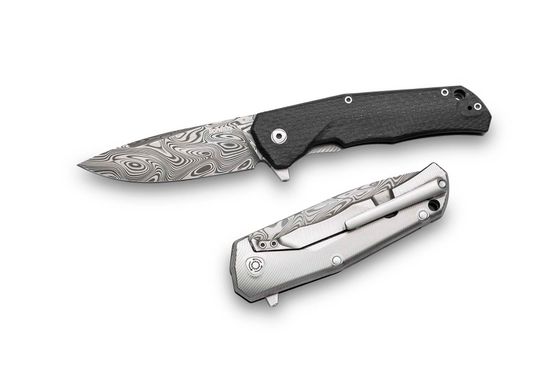 Складной нож Lion Steel "T.R.E." L/TRE-DT FC c клинком из стали Damasteel, рукоять титан / карбон
