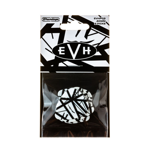 Dunlop EVHP03 EVH White With Black Stripes Picks медиаторы, толщина 0.6 мм, 6 шт.