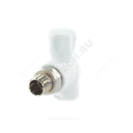 Кран шаровой PP-R белый Дн 20х1/2" НР угловой для радиатора RTP (РосТурПласт) 27807
