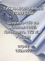 4м. Ткань тик метражом "Голубой", хлопок-100%, 150х400см