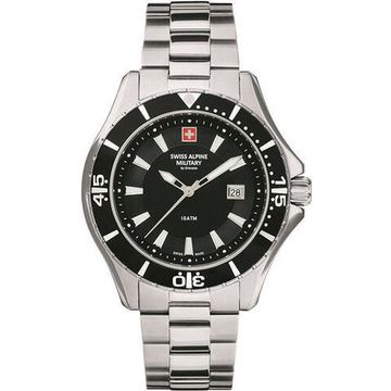 С браслетом Мужские наручные часы с серебряным браслетом Swiss Alpine Military 7040.1137 mens watch 44mm 10ATM