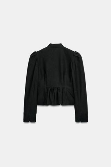 ZARA ЖАККАРДОВЫЙ ЖАКЕТ — ZW COLLECTION, ЧЕРНЫЙ