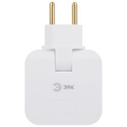 Разветвитель электрический ЭРА SPF-2-FL-USB поворотный на 2 розетки + 2USB 10А белый | Электротовары