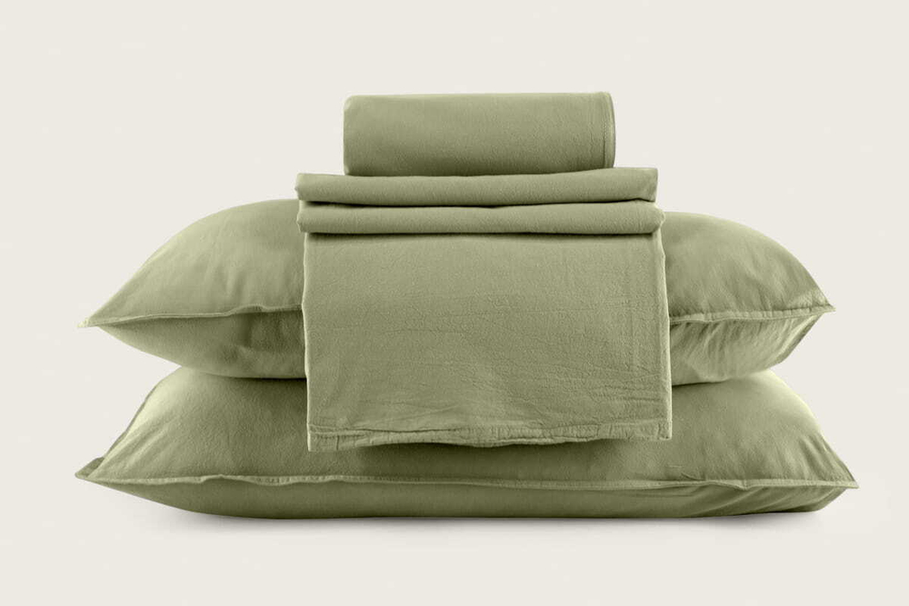 Постельное белье 2 спальное евро Arya home Natural Stone Washed зеленое