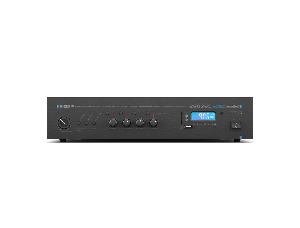 CVGAUDIO M-123Tmz профессиональный микшер-усилитель, 120W/100V, 4 зоны
