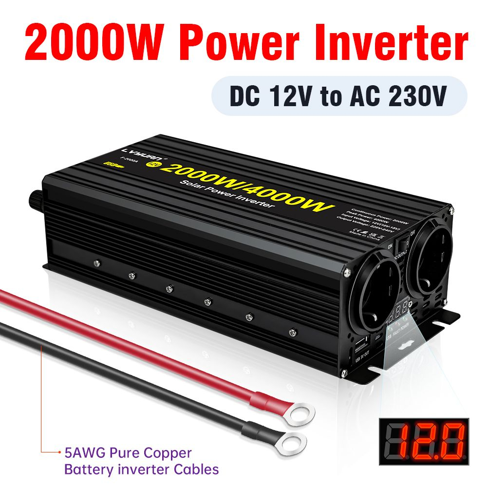 Инвертор 12V-220V 4000W черный  Lvyuan модиф.синусоида