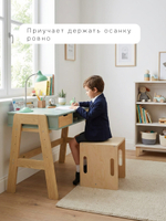 Стул-перевёртыш Чек 34×34×34, растущий детский 2 в 1, берёзовая фанера под лаком