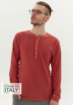 Лонгслив Bowery NYC однотонный Henley Slub DB Red
