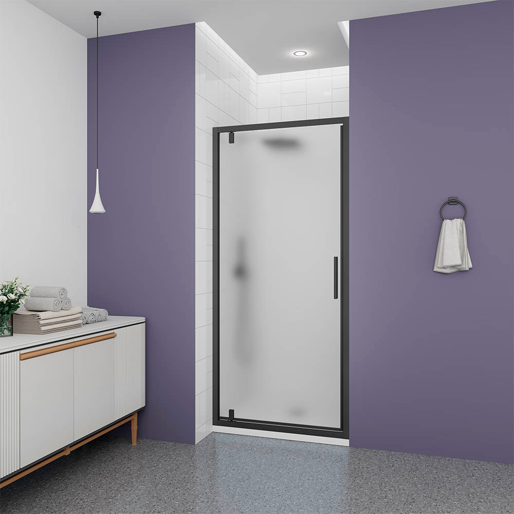 Душевая дверь Veconi Ottimo P30 B, 800x1900, черный матовый, стекло матовое