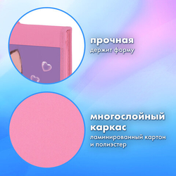 Папка на молнии BRAUBERG А4 с ручкой, с органайзером, 1 отделение, Кошачьи лапки, 273383