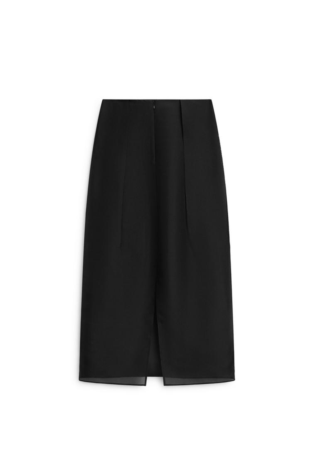 Massimo Dutti Плиссированная юбка миди из 100% шелка - Limited Edition, черный