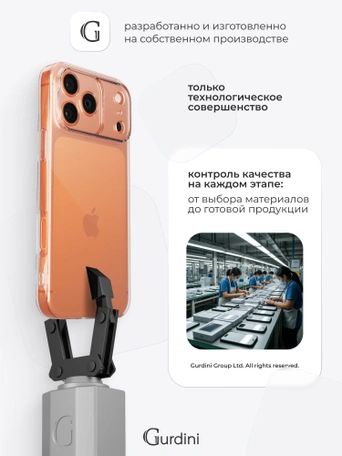 Чехол накладка iPhone 17 Pro / 18 Pro 6.3" Gurdini силикон Ultra Twin 1 mm c защитой камеры прозрачный