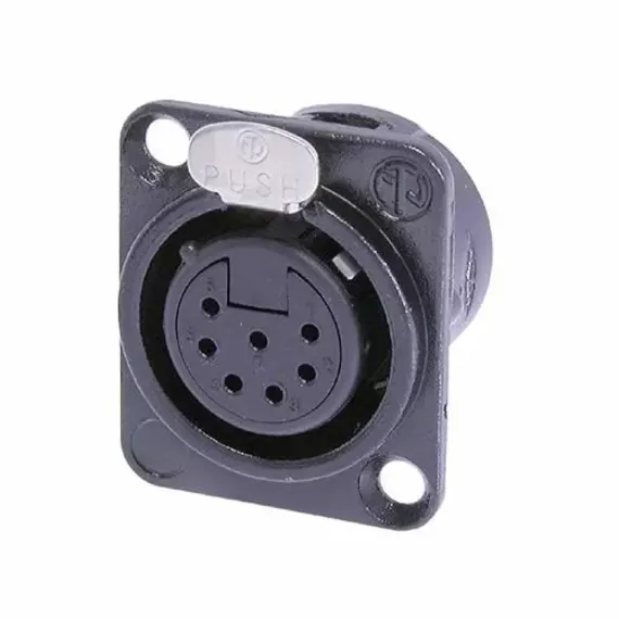 Neutrik NC7FD-L-B-1 панельный разъем XLR female черненый корпус, золоченые контакты 7 контакта