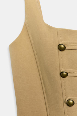 ZARA ТОП-КОРСЕТ НА ПУГОВИЦАХ, БЕЖЕВЫЙ