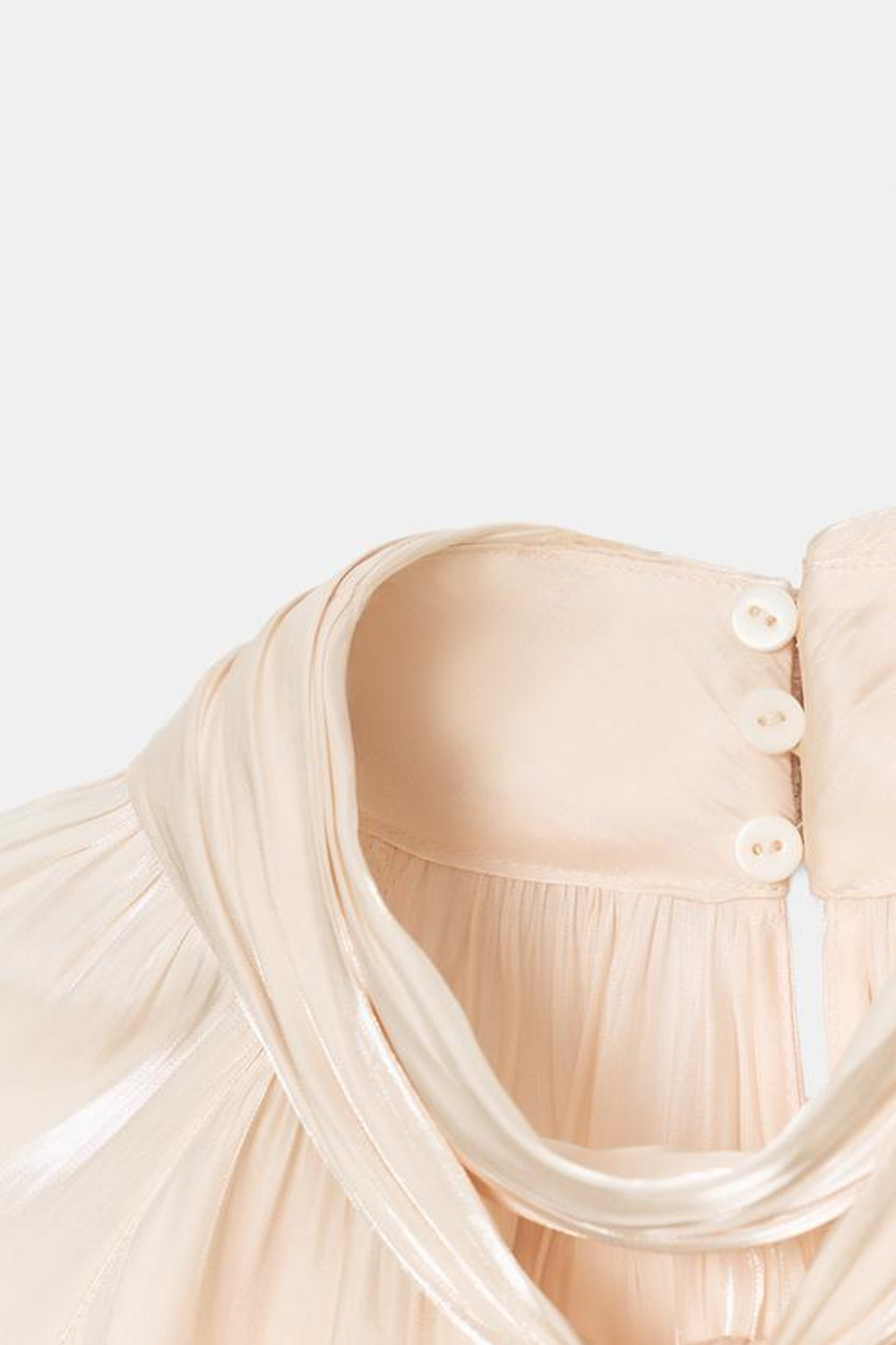 ZARA АТЛАСНАЯ БЛУЗА С БАНТОМ, ВАНИЛЬНЫЙ