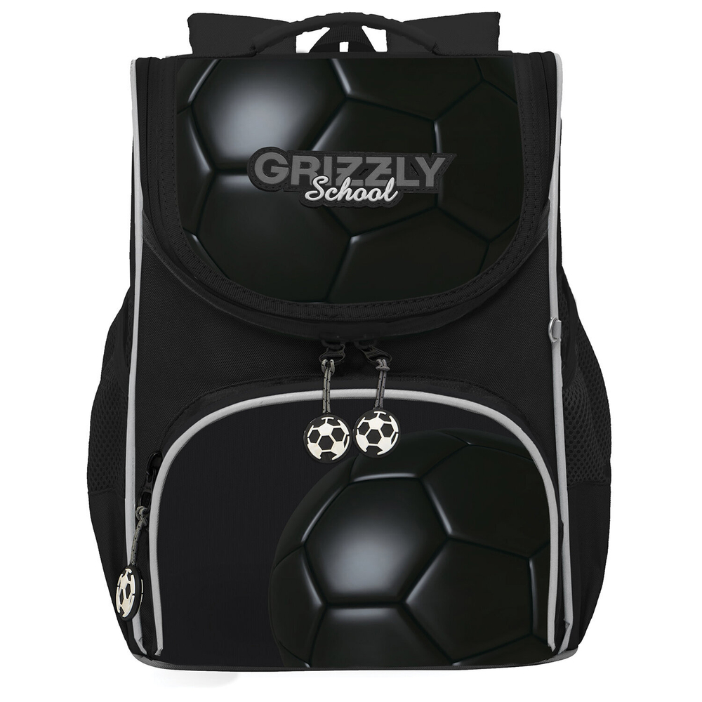 Ранец GRIZZLY анатомическая спинка, с мешком для обуви, для мальчиков, BALL, 33х25х13 см, RAm-485-5/1