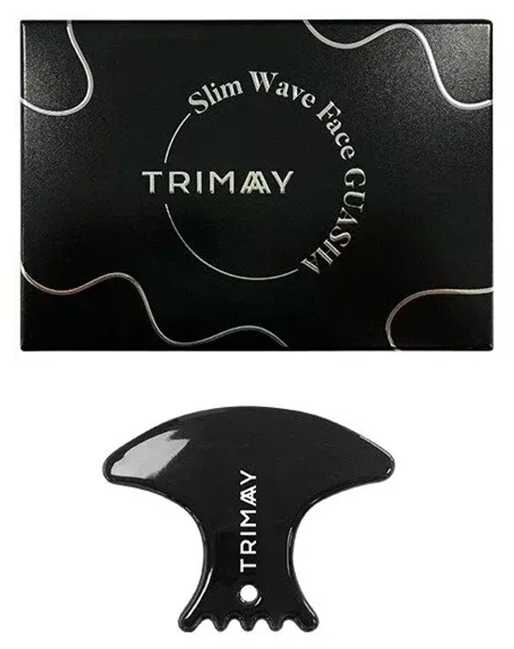 Натуральный керамический скребок гуаша для лица и тела Trimay Wide Wave