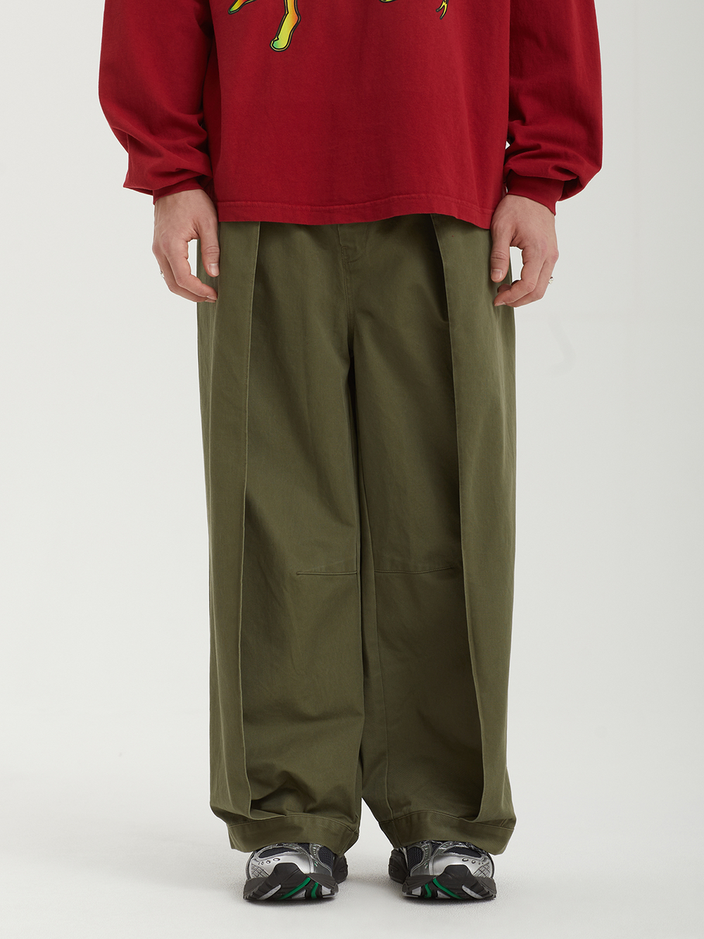 Мужские Брюки Deep Tuck Wide Chino