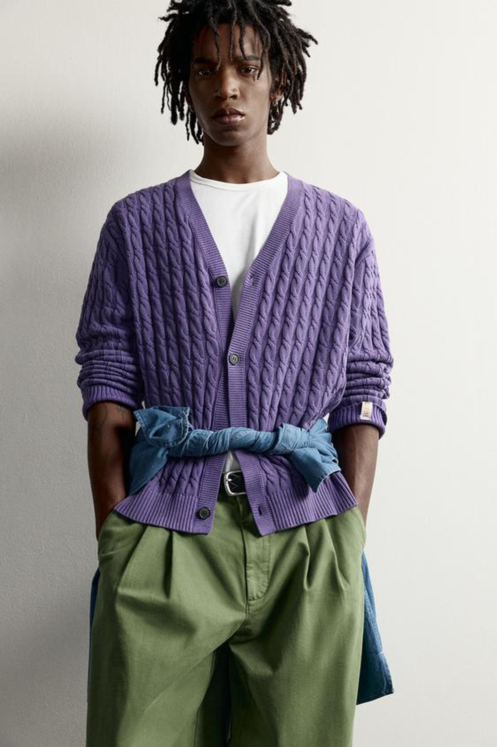 ZARA - FRUIT OF THE LOOM™ КАРДИГАН КРУПНОЙ ВЯЗКИ, ФИОЛЕТОВЫЙ
