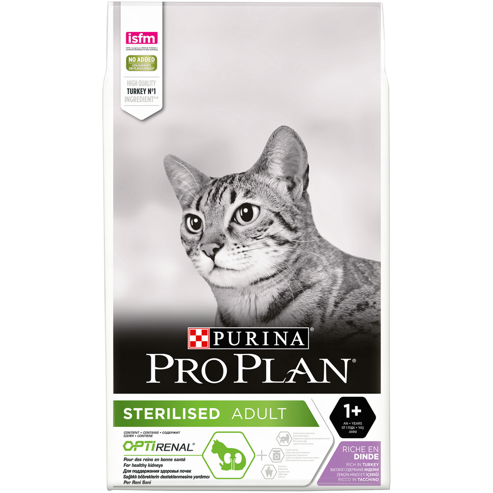 Сухой корм PRO PLAN Sterilised Adult RENAL PLUS для взрослых стерилизованных кошек индейка 10 кг