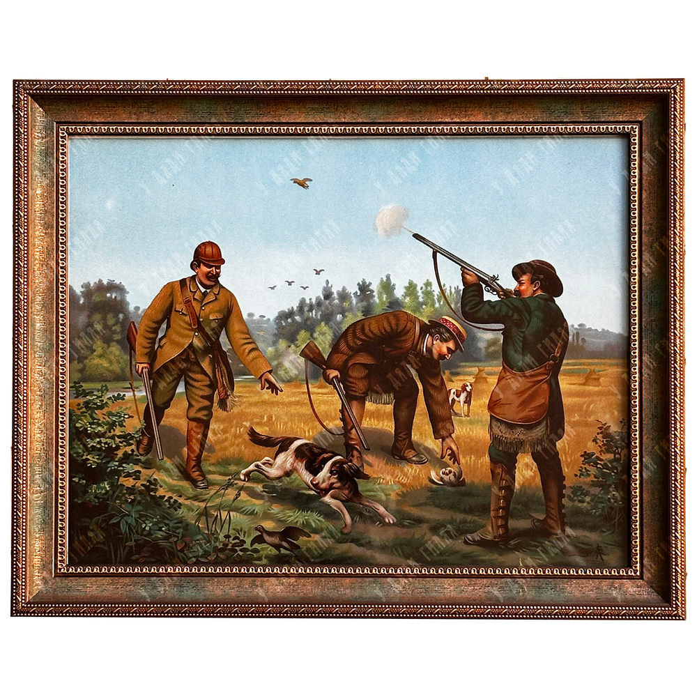 Соваж А. С. Охота на куропаток. Хромолитография. Германия. 1890-е гг.