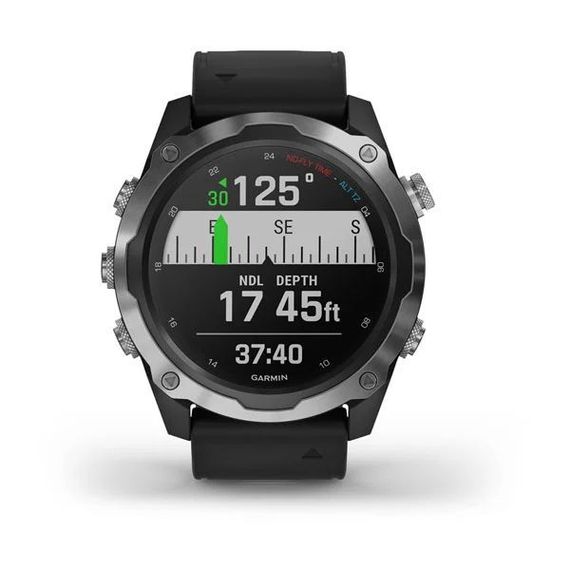 Умные часы - дайвинг компьютер Garmin Descent Mk2 серые с черным силиконовым ремешком