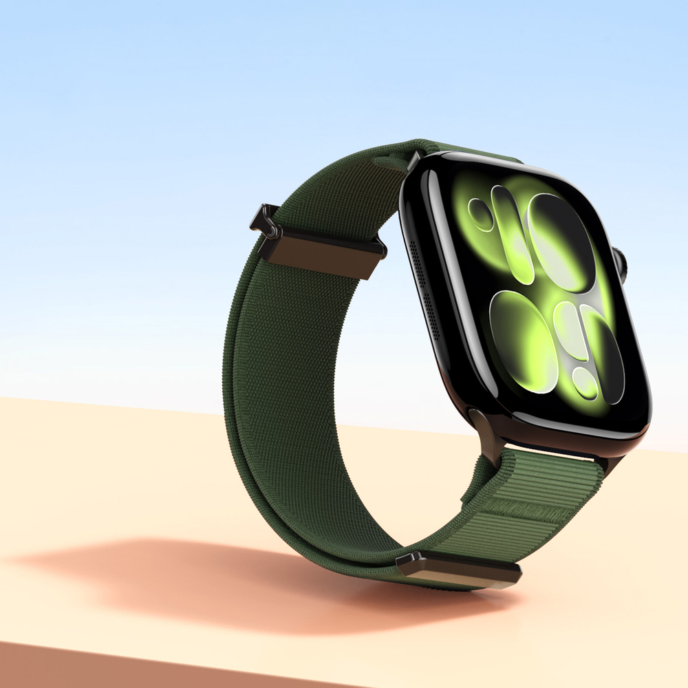 Ремешок зеленого цвета с магнитной фиксацией для смарт часов Apple Watch размером 42, 44, 45, 46, 49MM, серия Strap (YM Series) от Dux Ducis