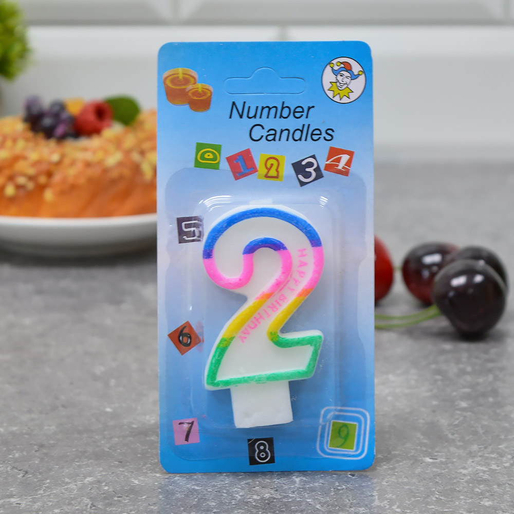 Свеча для торта цифра "2" 7см "Celebration", парафин