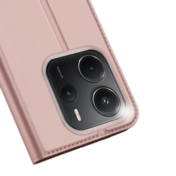 Чехол книжка из PU кожи розового цвета от Dux Ducis для смартфона Xiaomi Redmi Note 14 4G, серия Skin Pro Series Case